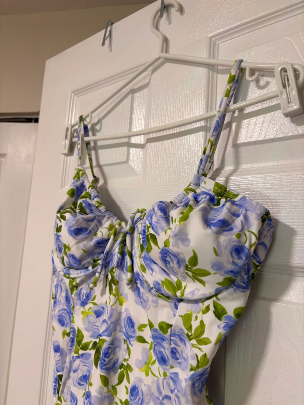 Blue Floral Underwire One-Piece Swimsuit | Blue and White Floral NWT (XL) - Picture 7 of 12
